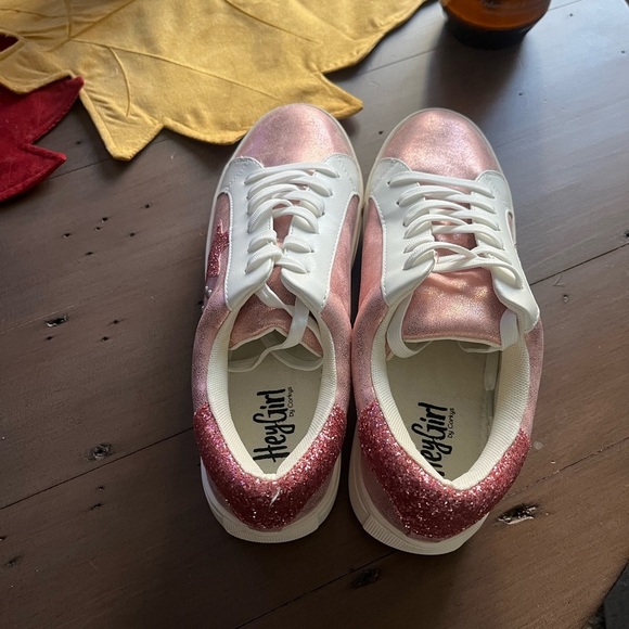Hey Girl Shoes - HEY GIRL by Corkys Pink and White Glitter Sneakers​
